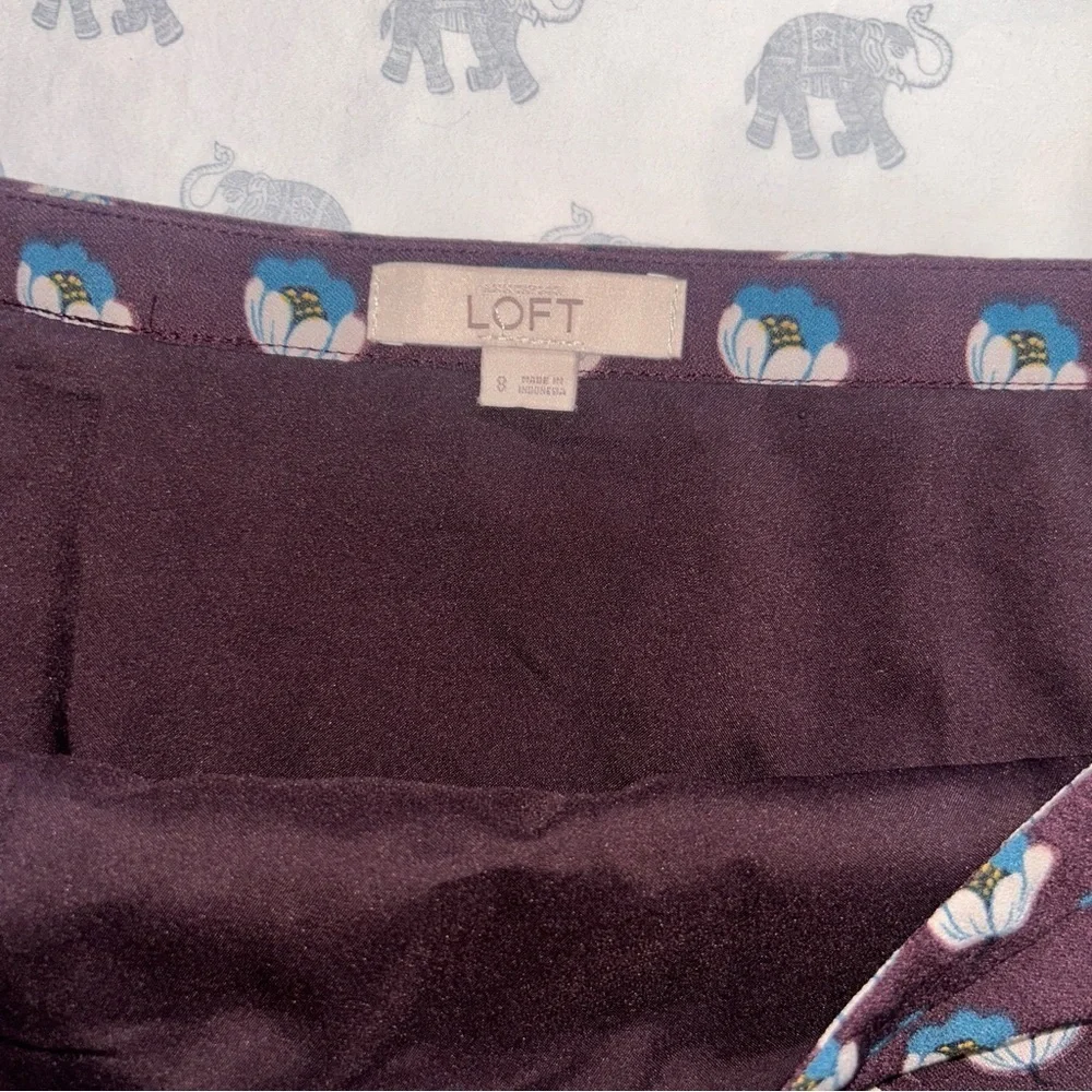 LOFT Black and Blue Patterned High Low Skirt